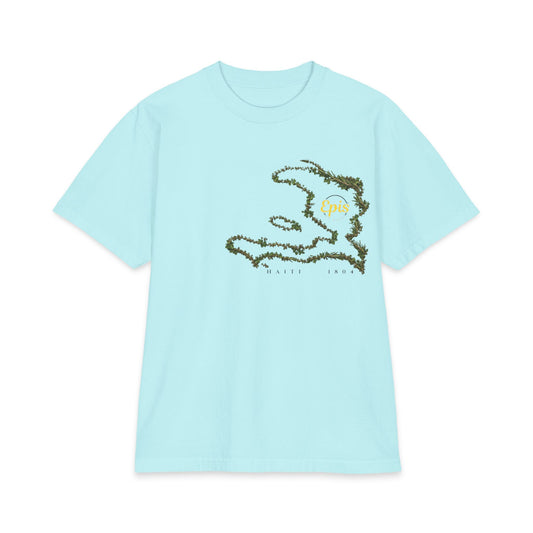 Haiti Coastal Wave Herbal Tee – Beach Vibes - Heavyweight Short Sleeve T-Shirt