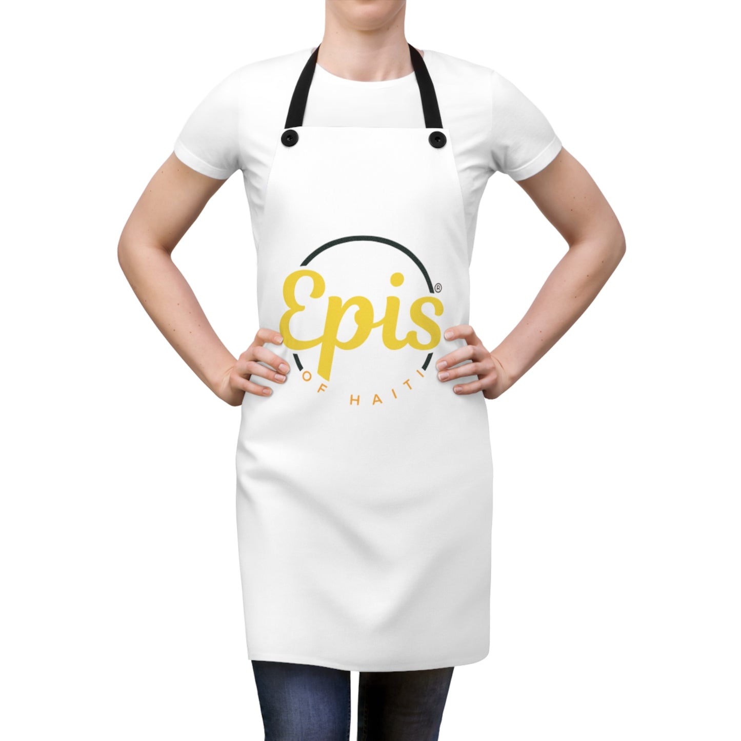 Epis of Haiti Logo Apron — White Culinary Apron for Chefs & Home Cooks